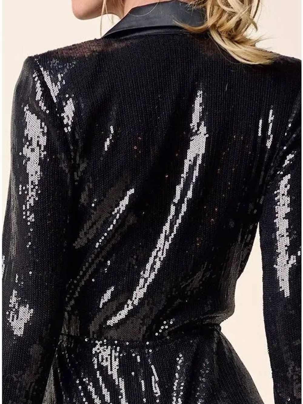 VENUS Black Sequin Long-Sleeve Jumpsuit - Picture 3 of 3